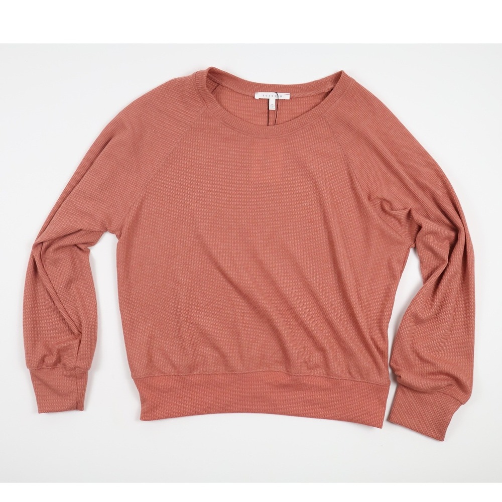 Sojourn Waffle Knit Pullover Sweatshirt Rose Pink MP Petite NWT $109